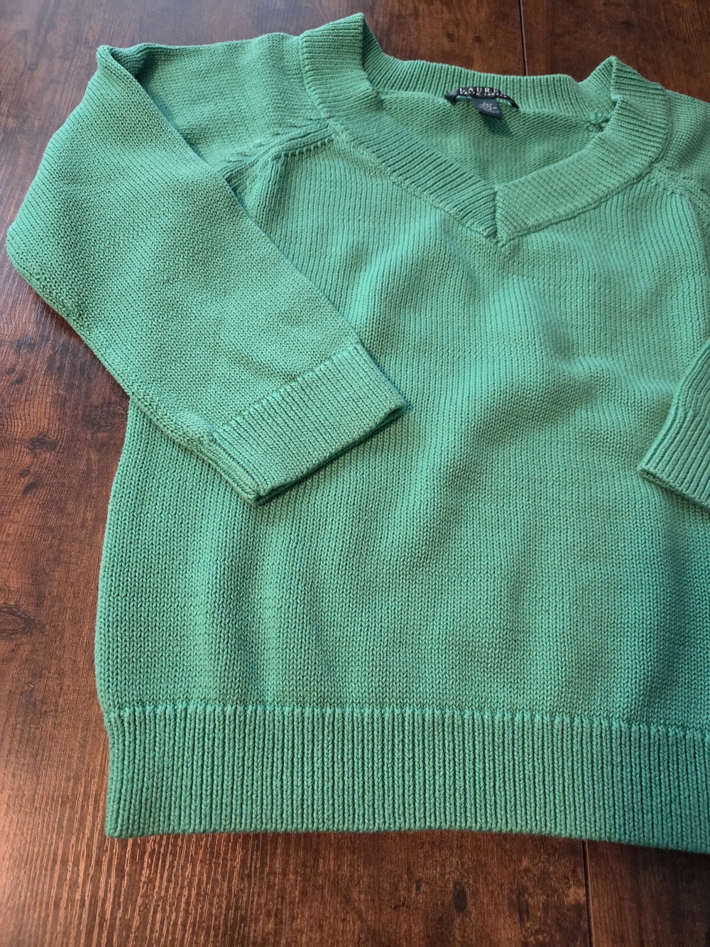 Lauren Ralph Lauren Women's V Neck Sweater Green Size Large - Picture 2 of 7